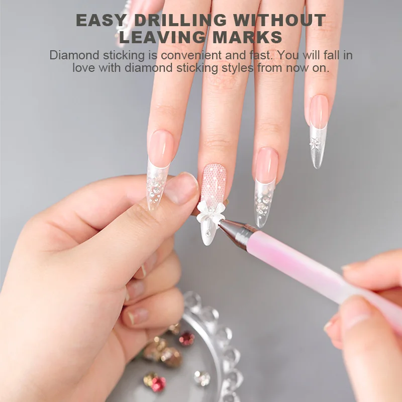 KANIU 1PCS Macaron Aradient Diamond Painting Pen Rotating Glue Point Drill Pen with Wax Refillable Wax Pen Nail Rhinestone Pen