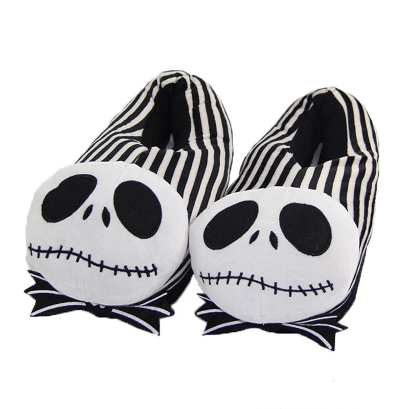 

28cm The Nightmare Before Christmas Jack Skellington Plush Slippers Skull Jack Men Women Unisex Winter Indoor Shoes Slippers