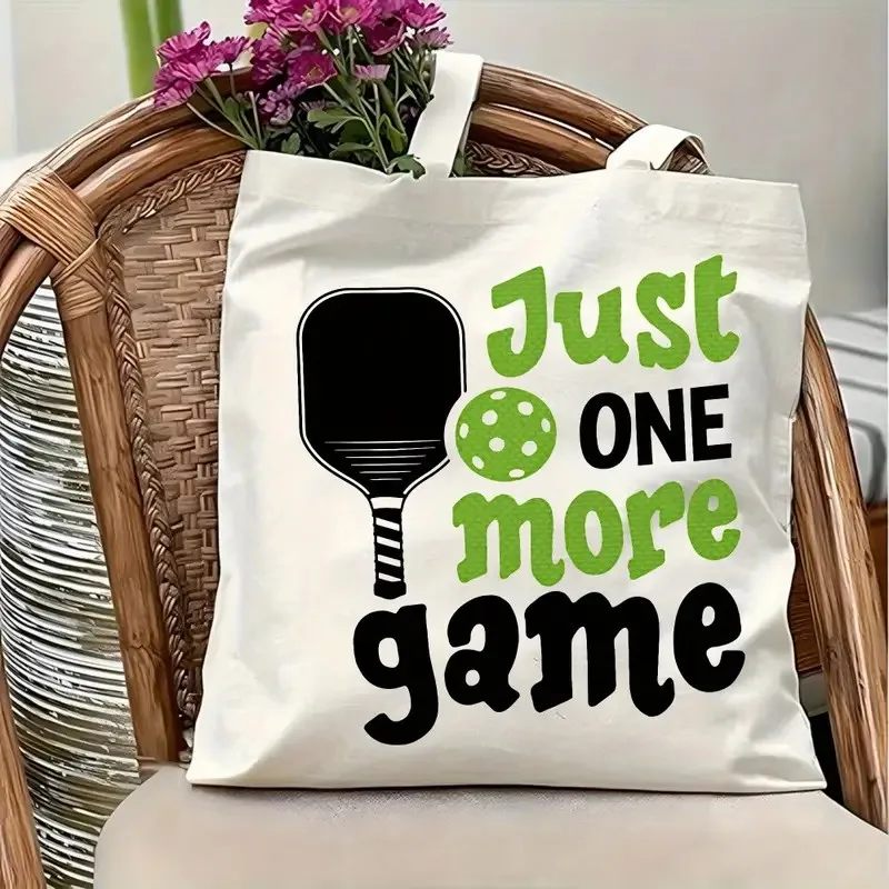 

PICKLEBALL Print Shoulder Bag Graphic Shopper Bags Large Capacity Canvas Tote Handbag No Zipper Eco Casual Girl Handbags