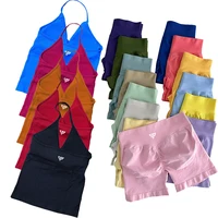 Keep That Pump 2 pièces ensembles Shorts haut femmes tenues ensembles de Yoga ensembles de gymnastique de haute qualité sans couture à lacets soutien-gorge Scratch ensembles de sport 1