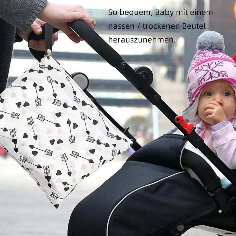 1 Uds. Bolsa impermeable húmeda y seca con doble cremallera, bolsa de almacenamiento de pañales para bebés, bolsa impermeable portátil