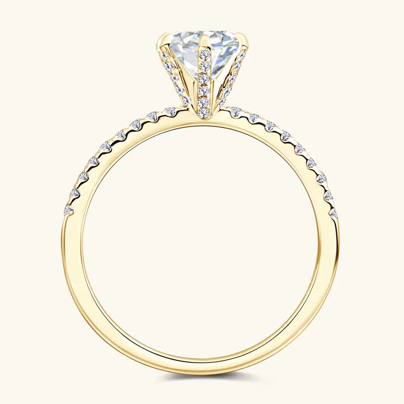 IOGOU D1.00CT 6.5MM Round D Moissanite Diamond Ring for Women 925 Sterling Silver Engagement Party Fine Jewelry Wedding Bands view 4