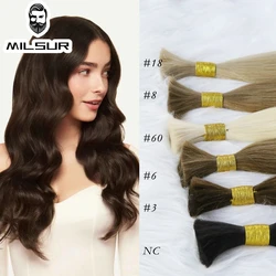 100% Human Bulk Hair Machine Made Virgin Remy Straight Hair Bulk 12-26inch 50/100g Natural Blonde Hair Bundles For Braiding