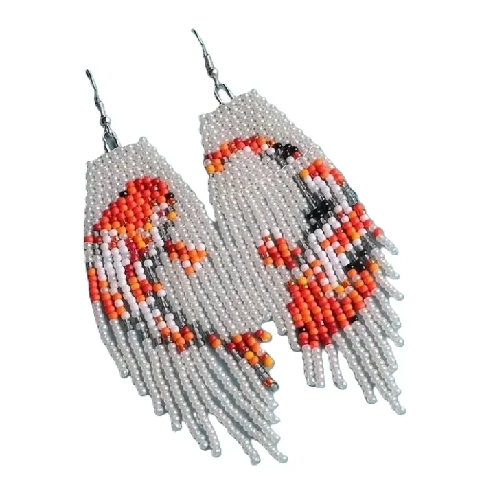 

Beaded earrings Tassels Creativity Parrot Pattern Bohemia Alloy Trend Hand weaving Simple Female Rice bead earrings