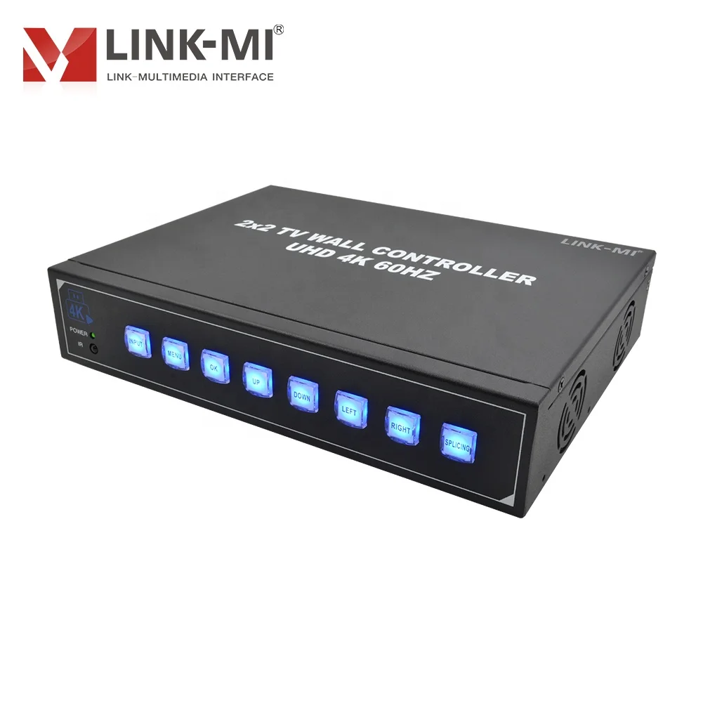 Kontroler ściany wideo HDMI 2.0 2x2 4K, kontroler ściany TV 1x2 1x3 1x4 dla 4 telewizorów Ultra HD, akcesoria audio i wideo