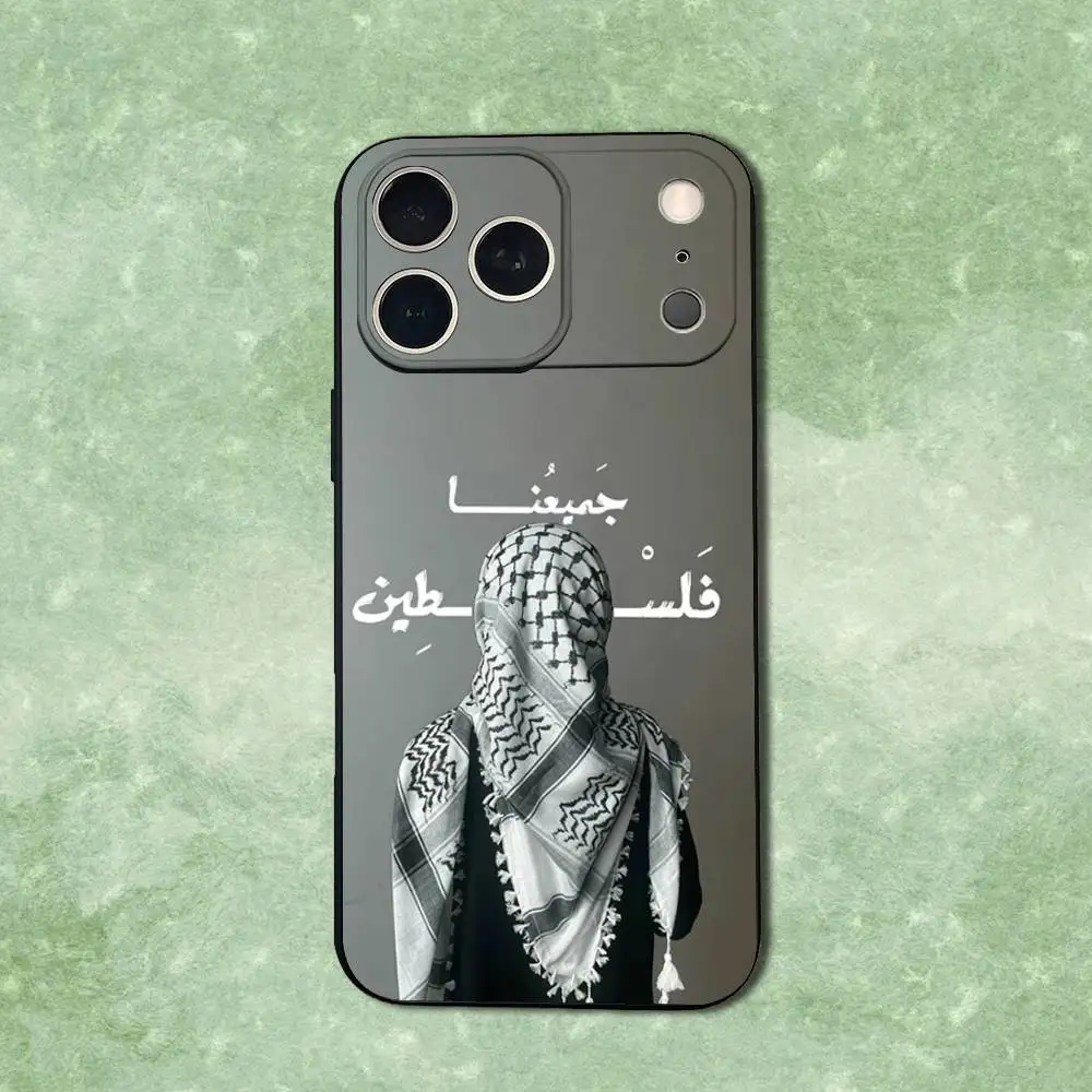 Keffiyeh Hattah coque de téléphone de mode pour iPhone 14,13,17,12,11,16,15,Plus,Pro Max, XS,X,XR,SE,Mini, couverture noire en Silicone souple