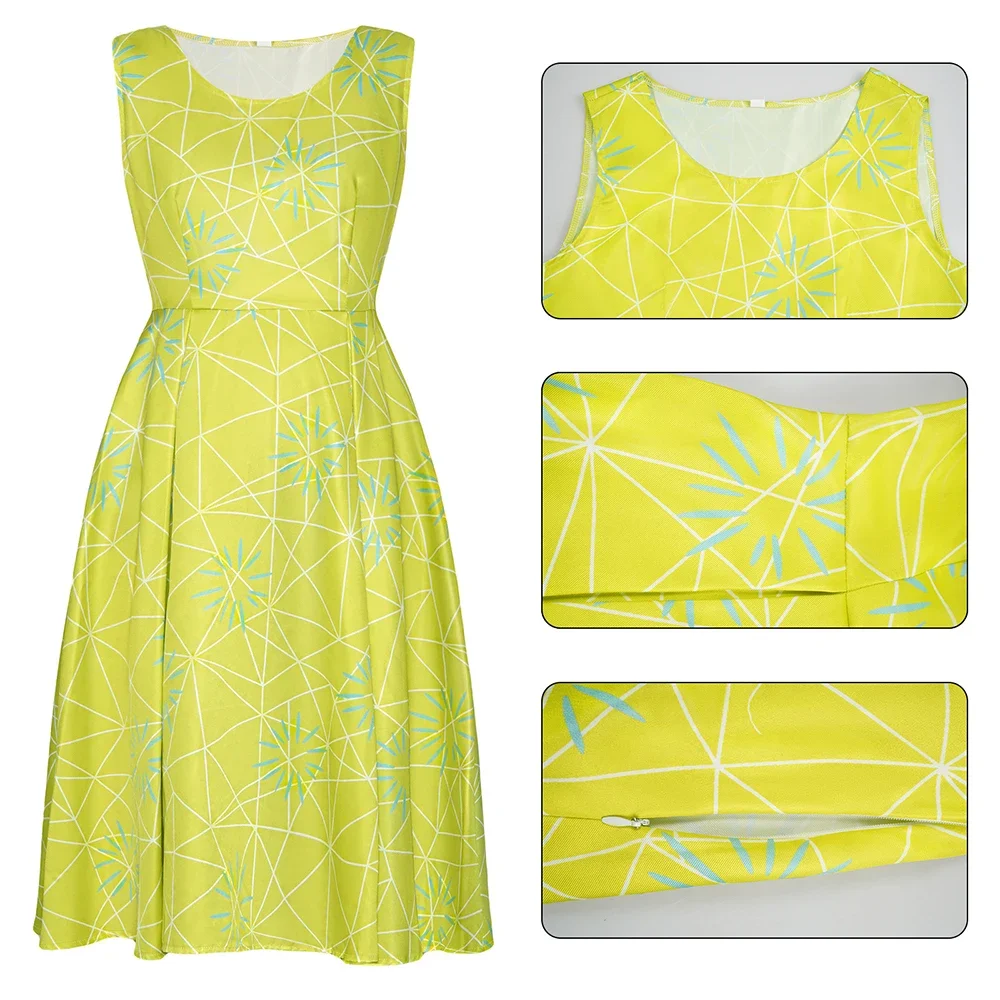 Anime Inside Out 2 Joy Cosplay Costume Adult Women Dress Uniform Fireworks Geometric Pattern Clothes Halloween Outfit