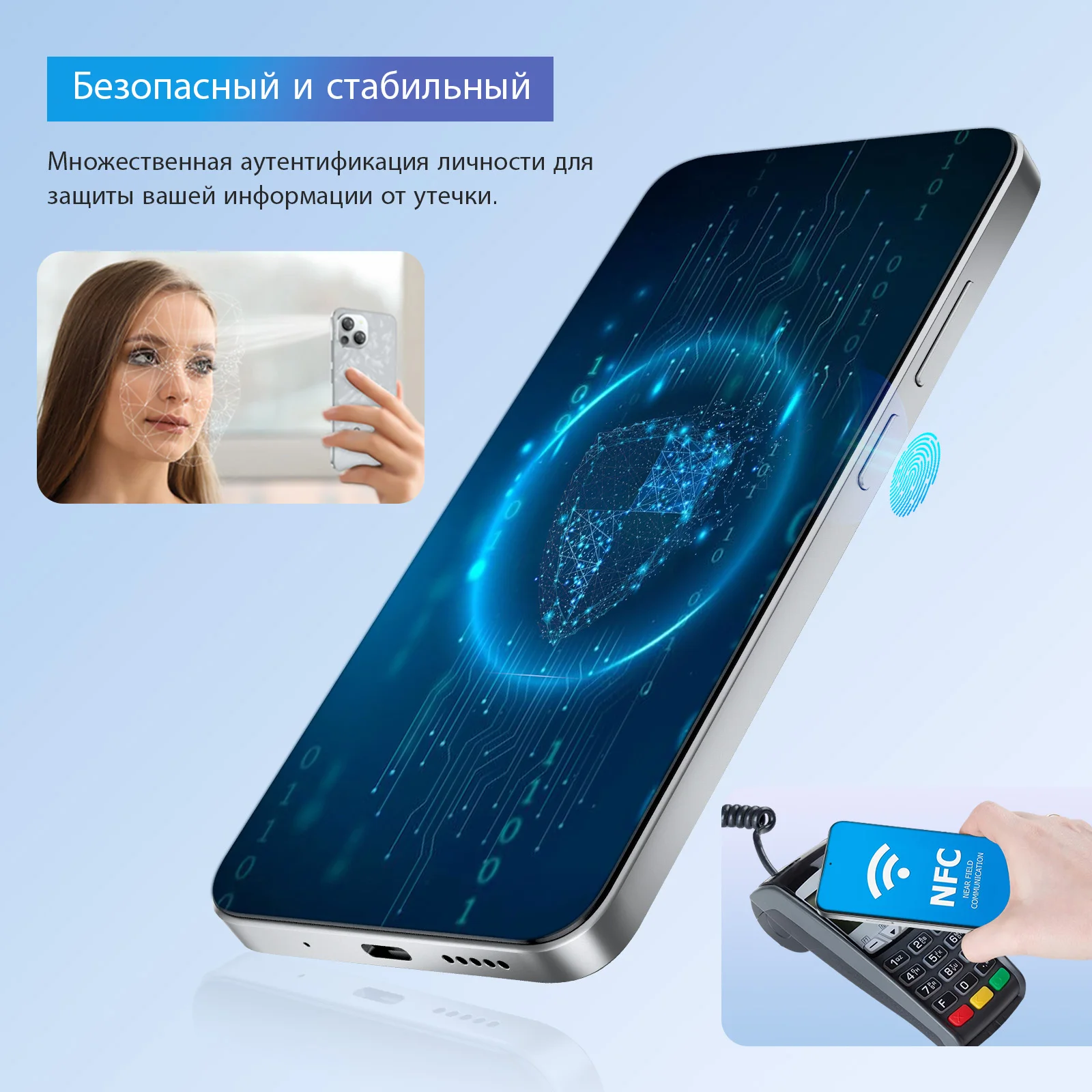 CWOWDEFU Android 14 Ontgrendel smartphone 6,58 "FHD+ Incell-scherm 48 + 24 MP Dual SIM 8-core 16 GB + 256 GB Face ID NFC OTG S18 mobiele telefoon