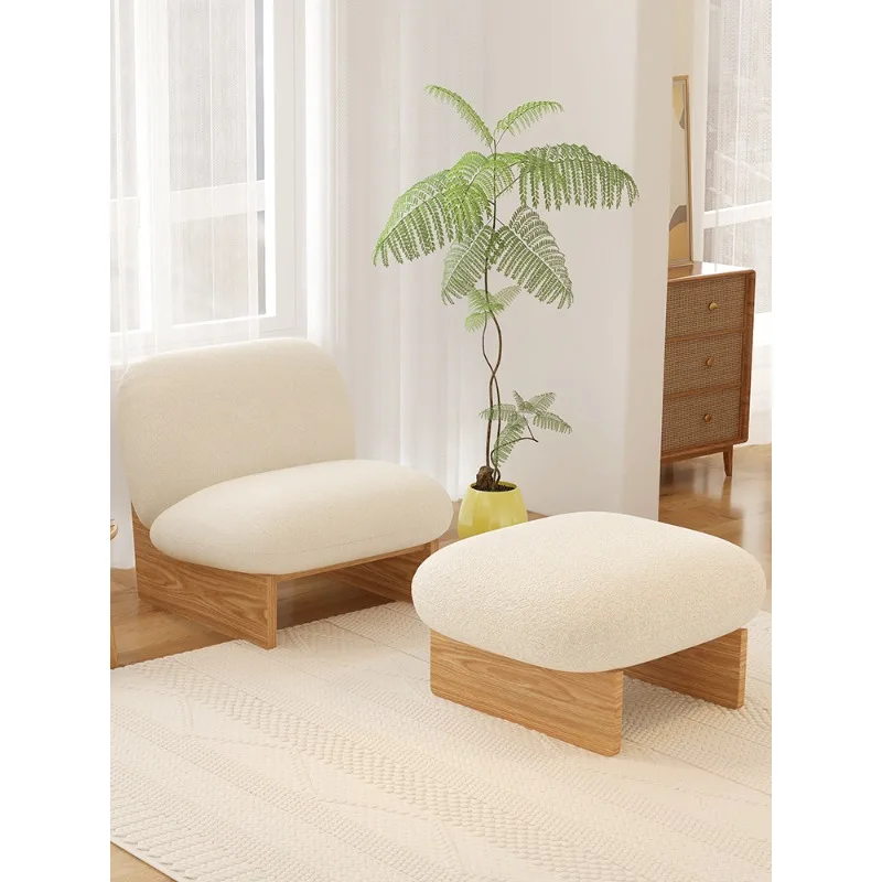 

Диван-кресло для отдыха из массива дерева, японская скандинавская гостиная, небольшая квартира, бревенчатый стиль, современная простая ткань