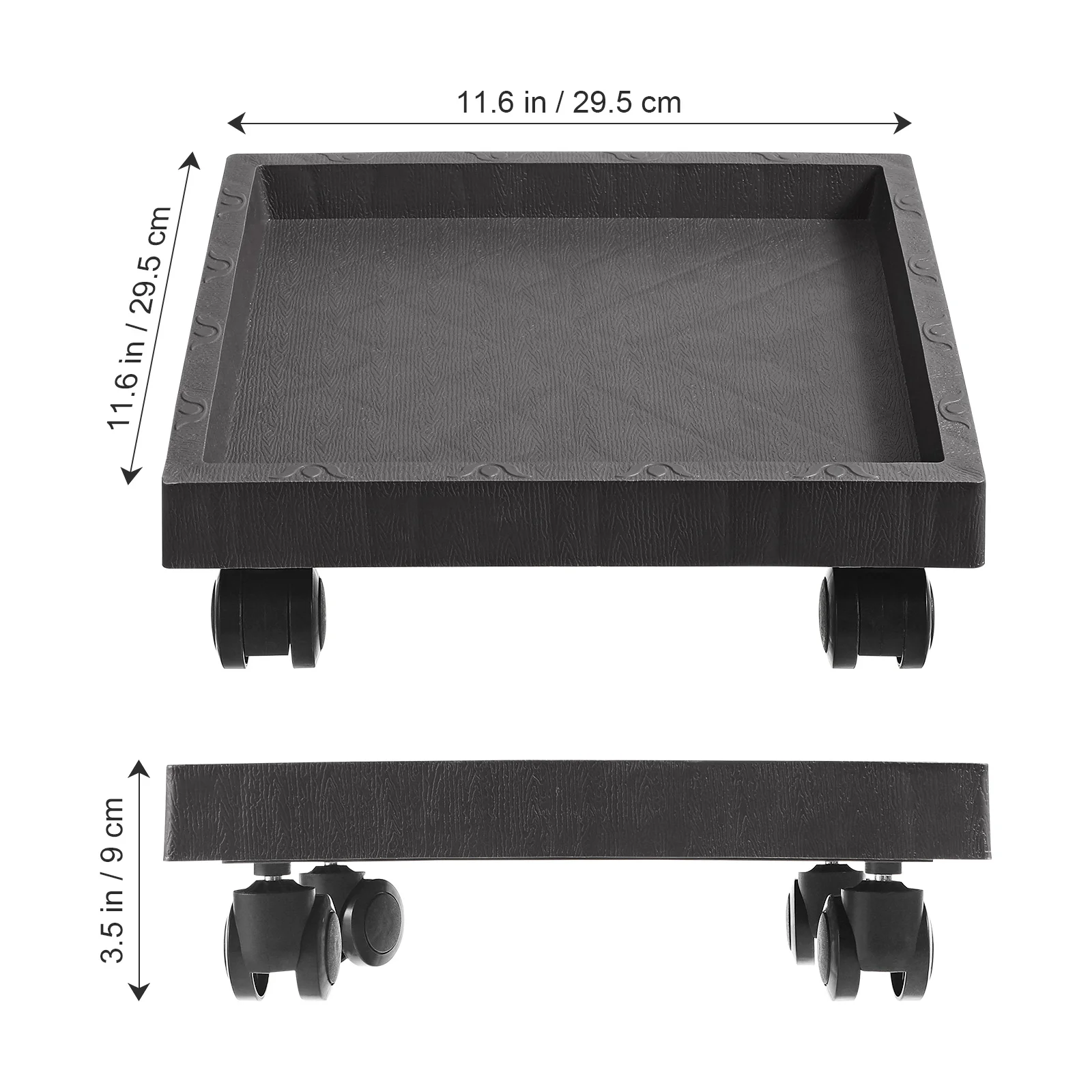 Hand Truck Dolly Square Tray Plant Pot Stand with Wheel Metal Pallet Grey Trolley