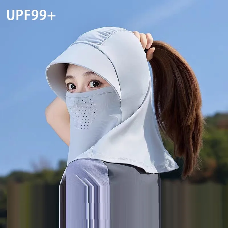 Full-Face Sun Protection Hood, All-in-One Sun Hat, Outdoor Cycling Head Cover, Summer Ice-Silk Mask, UV Protection