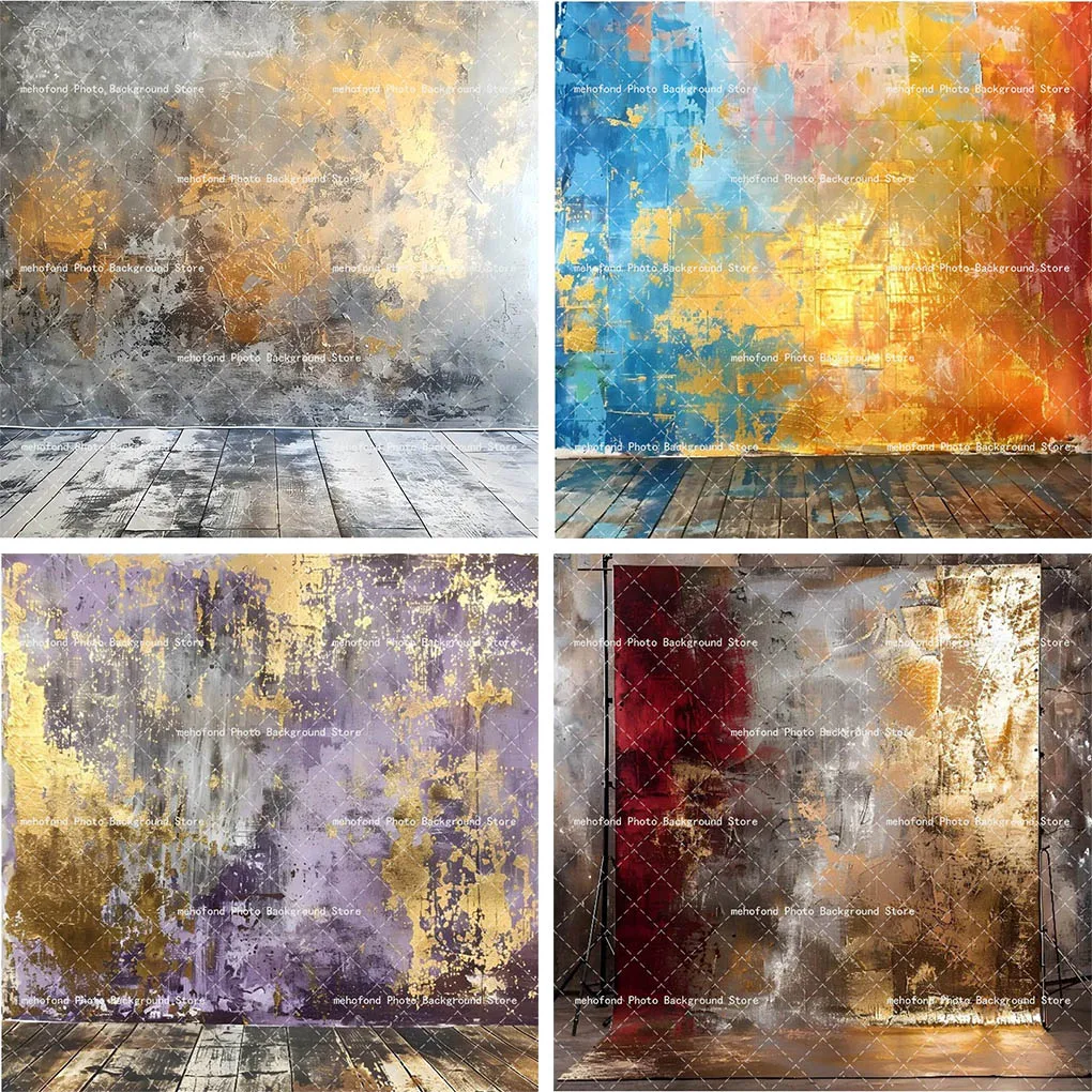 

Фон для фотосъемки Mehofond Old Master, свадебный гранж для беременных, винтажный черный золотой декор, художественная текстура, фотофон