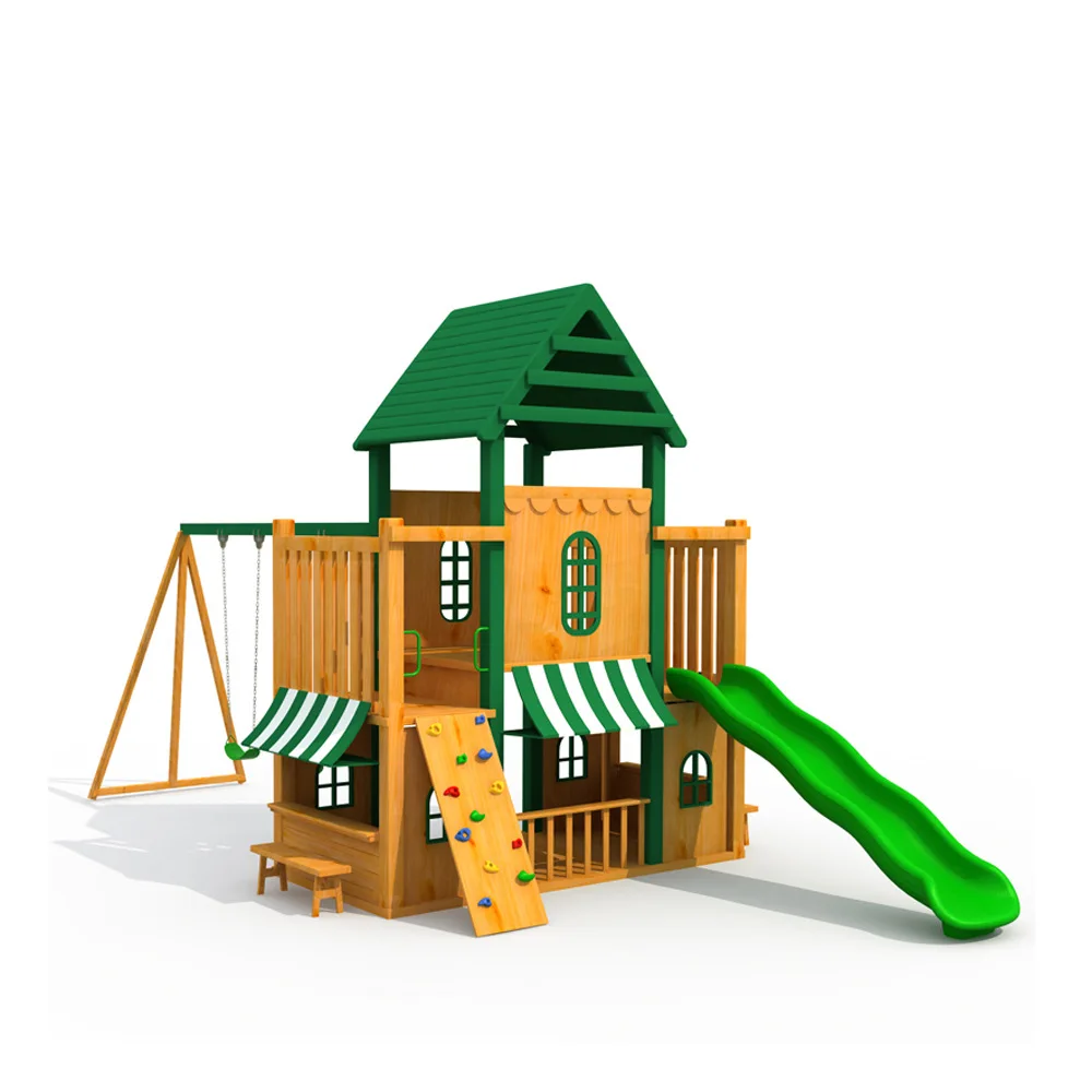 Huanghuali wooden chalet plastic wood material simulation wood with canopy outdoor indoor swing children's slide