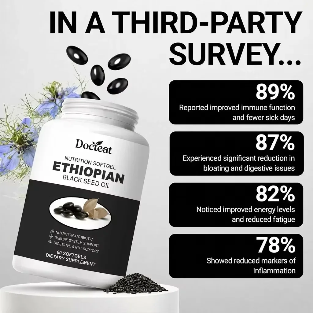 Premium Black Seed Oil Capsules - High Thymoquinone Content (TQ) - Supports Vitality, Radiant Skin & Digestive & Gut Harmony