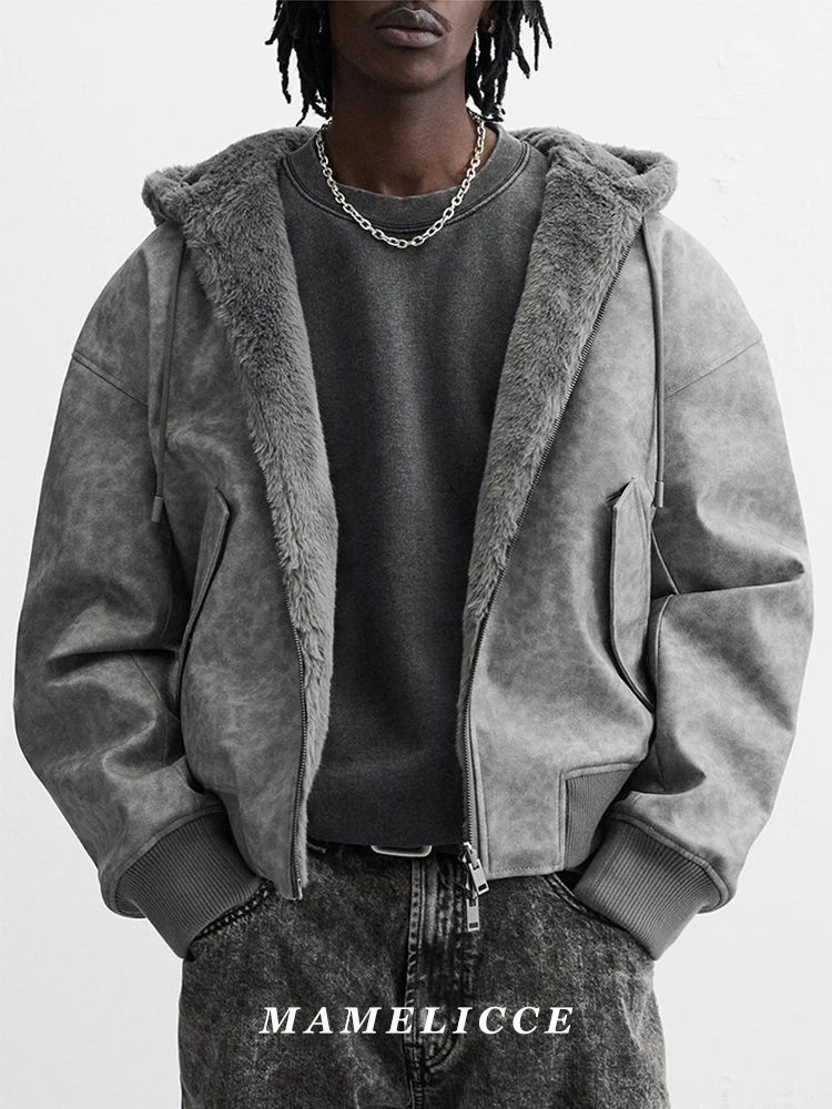 MAMELICCE Original design Reversible Hooded jacket Two-way wear Fleece-lined Thickened Keep warm Casual coat Unisex jackets