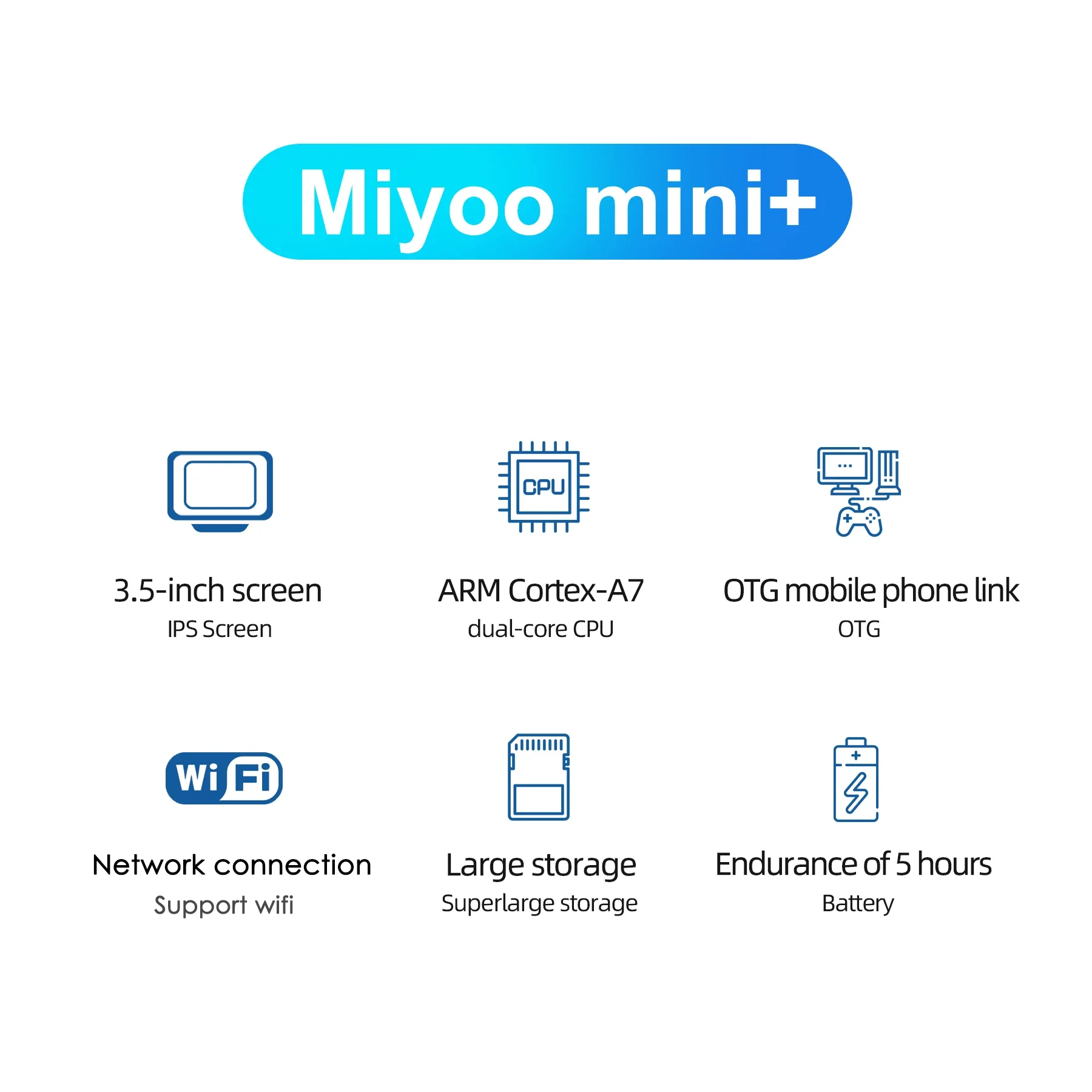 Miyoo มินิพลัส3.5 '', คอนโซลเกมมือถือมินิ + V3เกมย้อนยุคคอนโซลวิดีโอเกม128GB Cortex-A7 Linux OS เครื่องเล่นเกมมือถือ