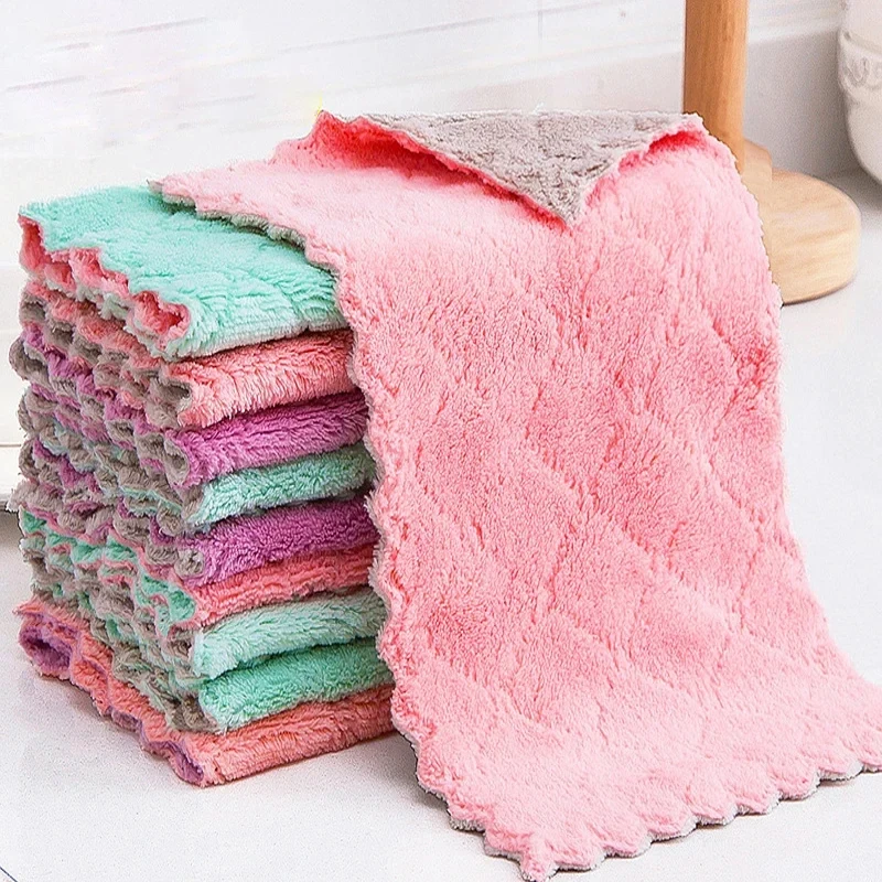 1/5/10pcs Kitchen Supplies Kitchen Cleaning Dish Cloth Absorbent Towel for Cleaning Dishes Kitchen Bathroom Car Wash Cleaning