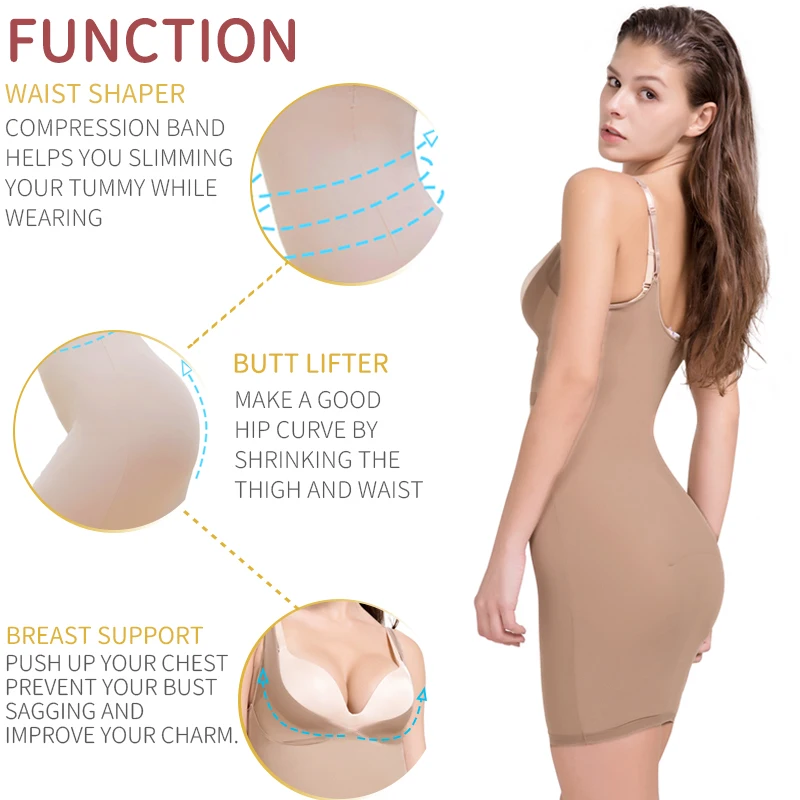 Sexy Full Slip Shapewear Dress Bodysuit Lingerie Body Shaper Women Slimming Underwear Female Tummy Control Waist Trainer XXXL