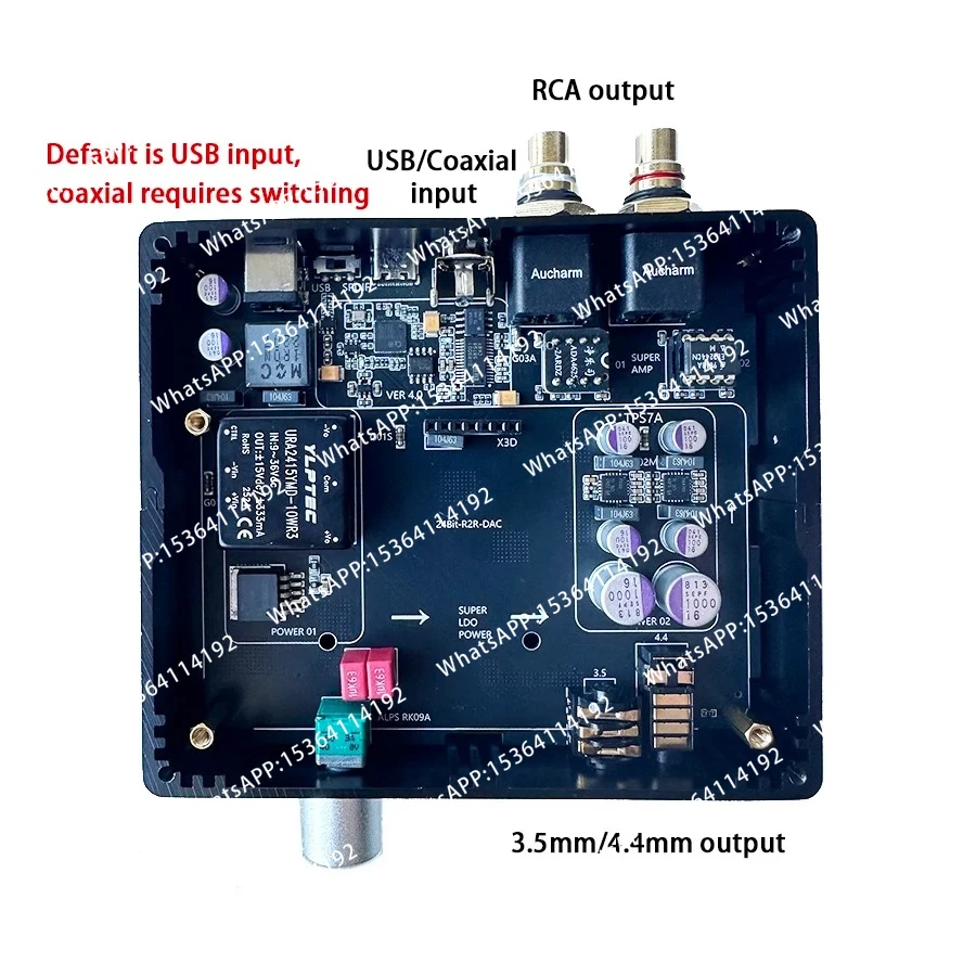 Upgraded R2R V4.0 Decoder RCA/3.5/4.4 Output Supports Coaxial / USB Input with Volume Adjustment CNC Case PCM 24bit