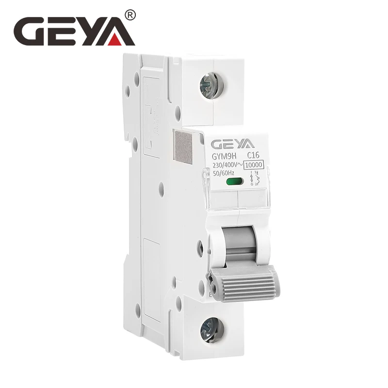 GEYA GYM9H 10KA 1P MCB 6A-63A Din Rail 220V 400V Circuit Breaker AC Type 10KA High Breaking Capacity C Curve MCB