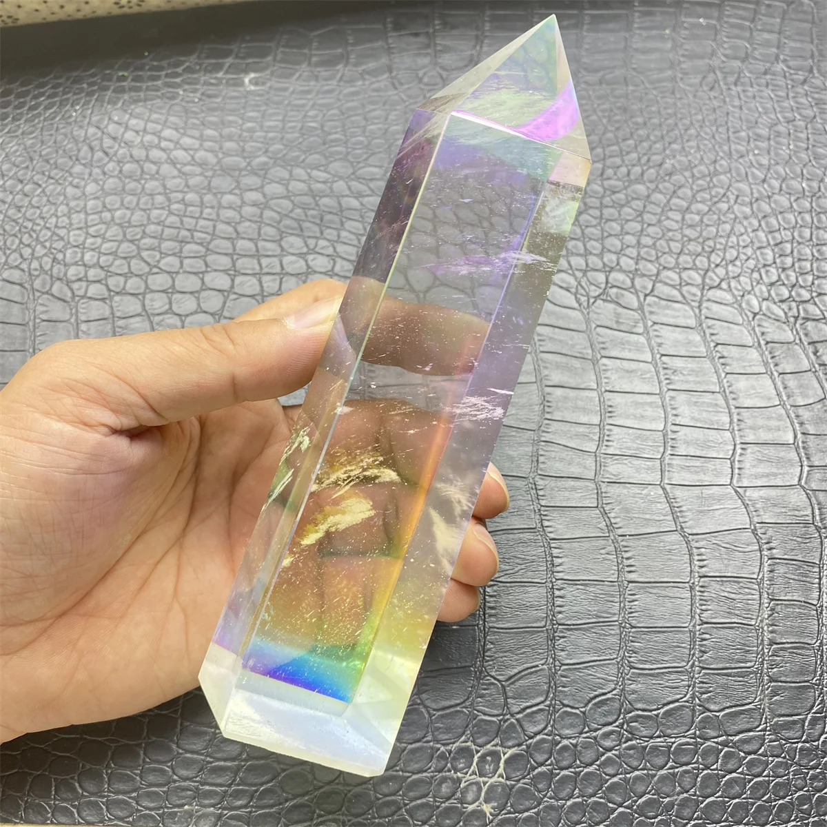 1PC Angel Aura Quartz Crystal Towers Healing Crystal Point Obelisk for Reiki Healing Crystal Grid Big size Clear Melting Stone