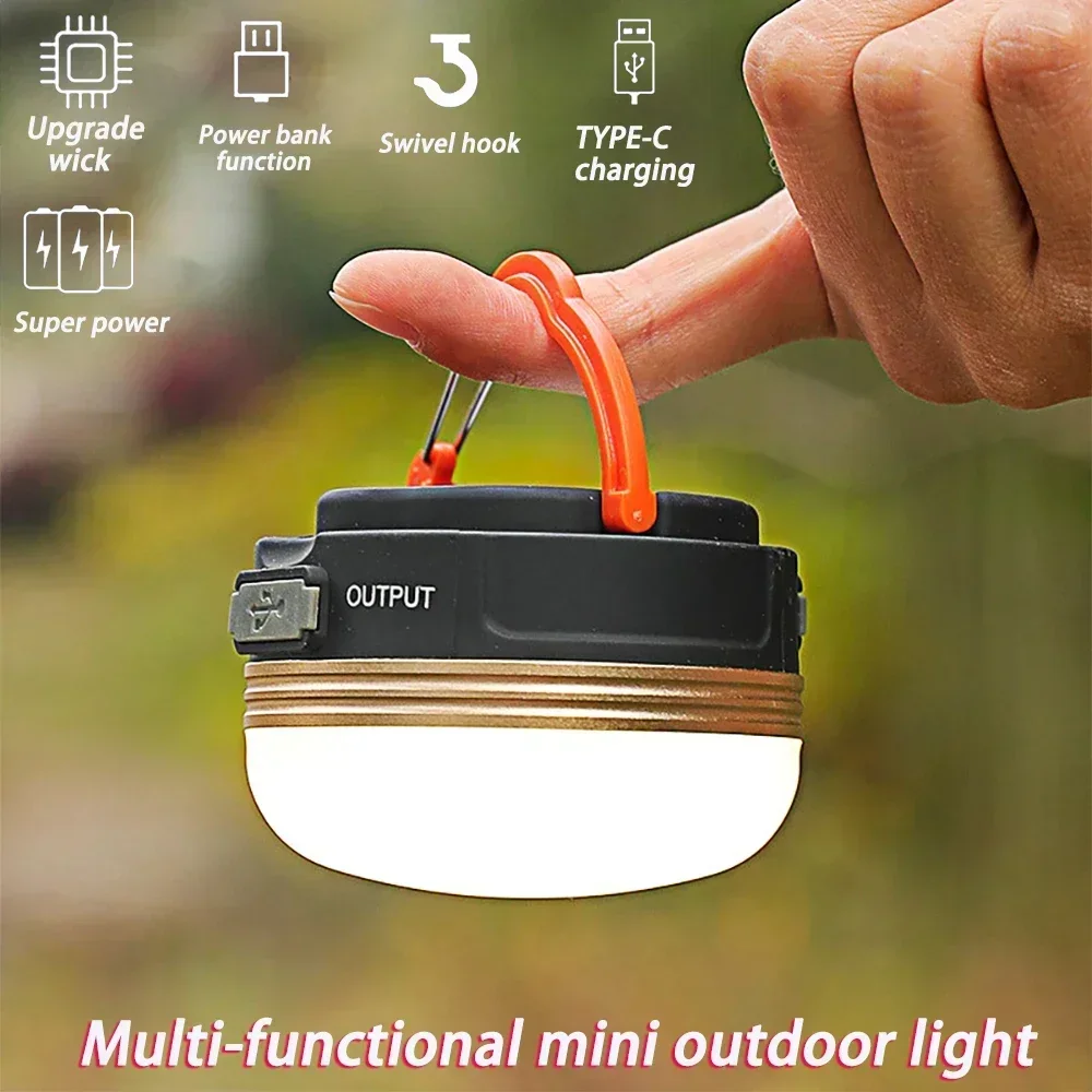 

New Portable Camping Lights Outdoor Tent Lamp Have 5 Modes Retractable Hook Mini Family Walking 20W High-Power Emergency Lights