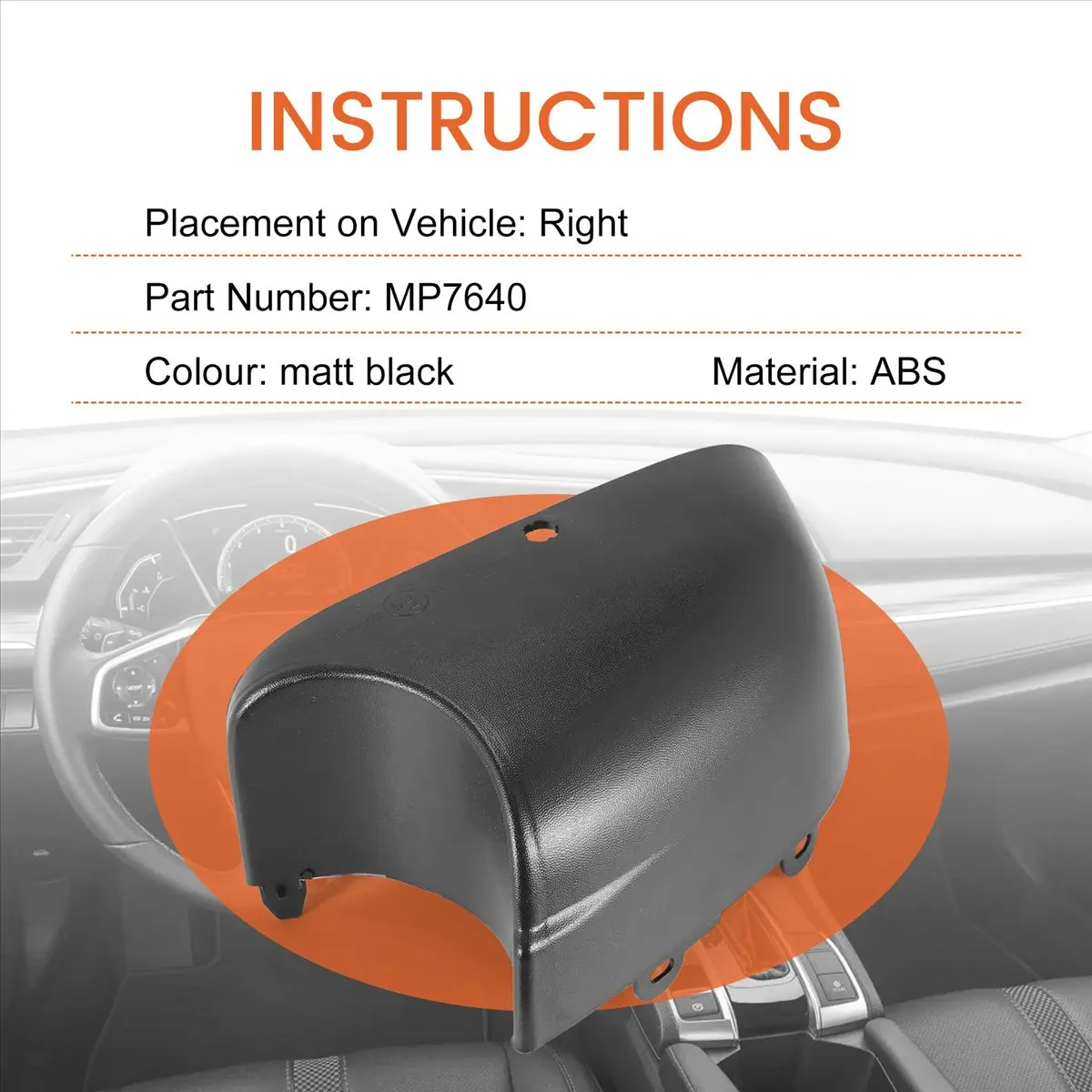 #43U Right Wing Mirror Cover Casing for Vauxhall Vivaro Renault Trafic,for Vauxhall Vivaro,(matt black)