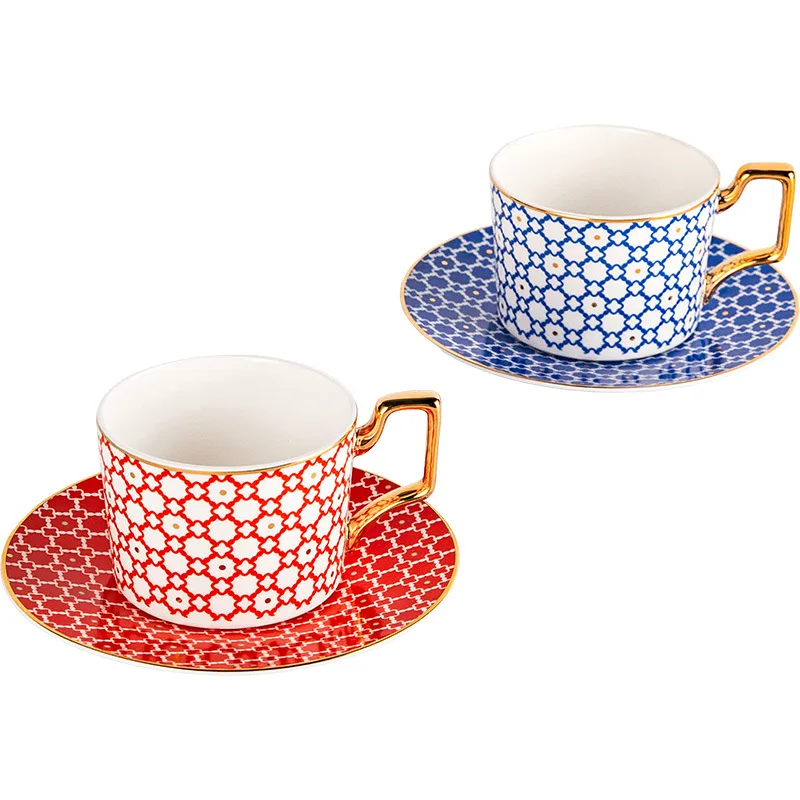 

Bone china square series high-end coffee cup and saucer set ceramic British afternoon tea set high-end gift box gift