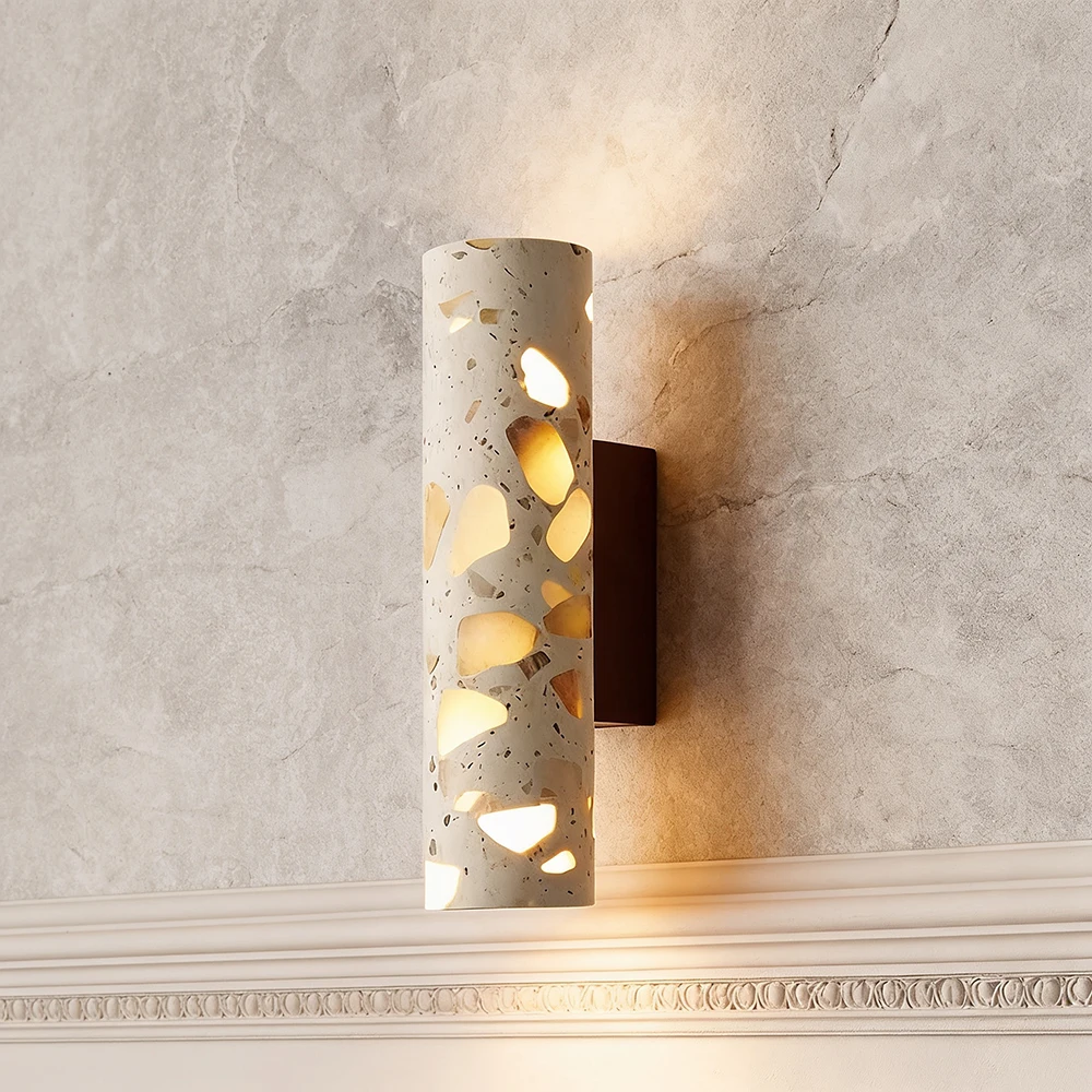 Middle Ancient Style Bedroom Bedside Lamp Living Room Background Wall Light Corridor LED Wall Lamp Translucent Stone Wall Lamp