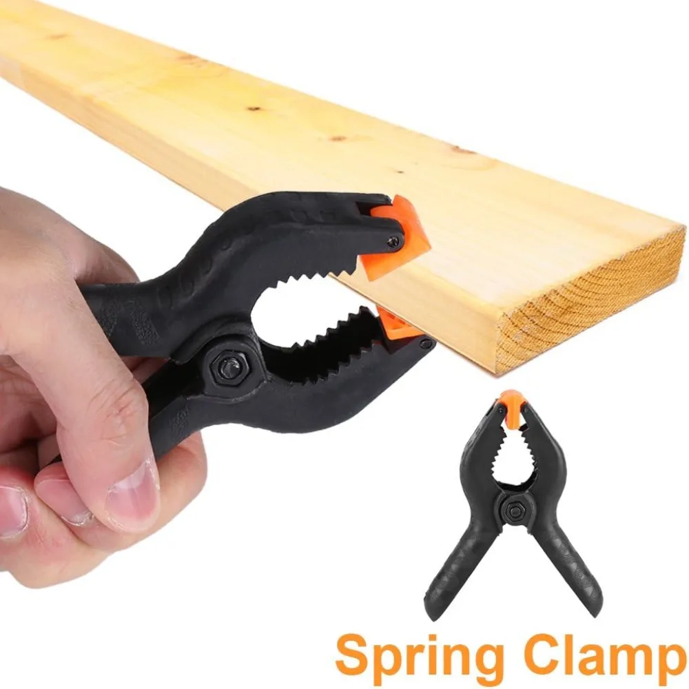 12pcs Versatile 3.5 Inch Spring Clamps Black Ridged Handle Nylon Spring Clamps Woodworking Clamps Woodworking