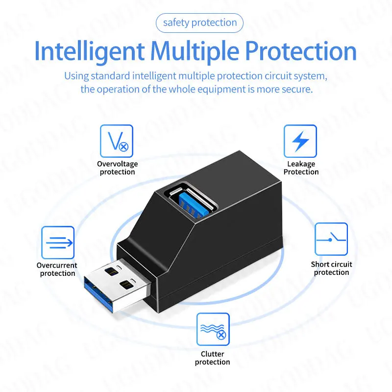 Адаптер USB 3.0 HUB USB 2.0 Удлинитель 3-портовый USB-концентратор Высокоскоростная передача данных USB-сплиттер Док-станция для ПК Ноутбук