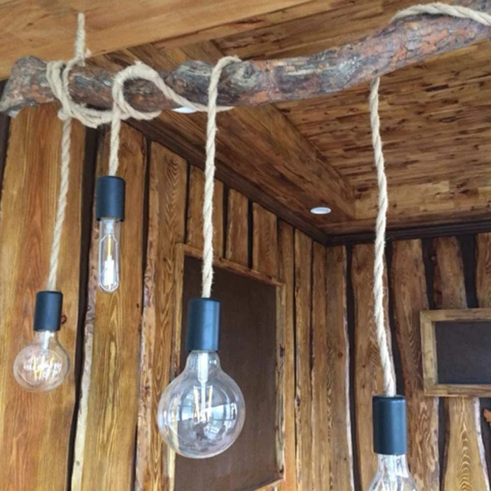 2 * 0.75 Square  Hemp Rope Wire, Two Core Pendant Lamp Wire Vintage Lamp Cord Woven Textile Wire Pendant Light Cord
