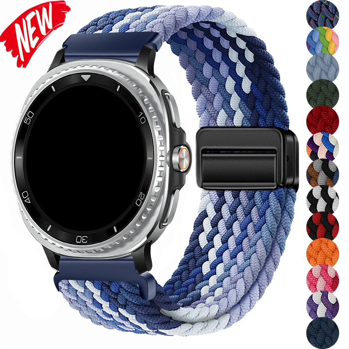 Geflochtenes Nylonband für Samsung Galaxy Watch 8/8 Classic 46 mm Magnetschnalle für Galaxy Ultra 2025/7 47 mm buntes Sportarmband