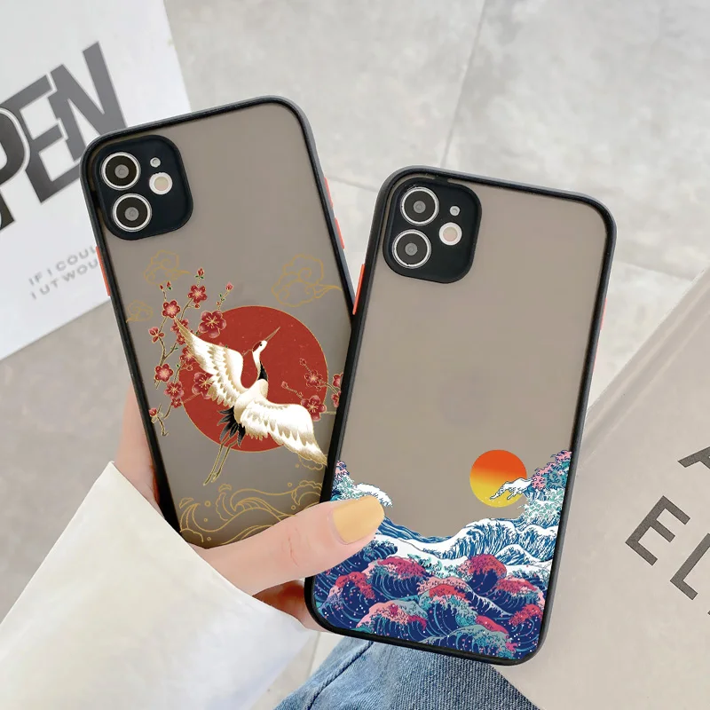 جراب هاتف لركوب الأمواج السحري لهاتف iPhone 12 11 13 14 16 pro MAX 15 14 7 8 Plus SE2 حافظات لهاتف iphone X XS XR Ukiyoe Wave Cover Fundas