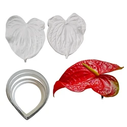 6PCS Large Gumpaste Sugar Petal Veiner&Cutter Silicone Mould Anthurium Flower Clay Resin Baking Accessories and Tools силиконов