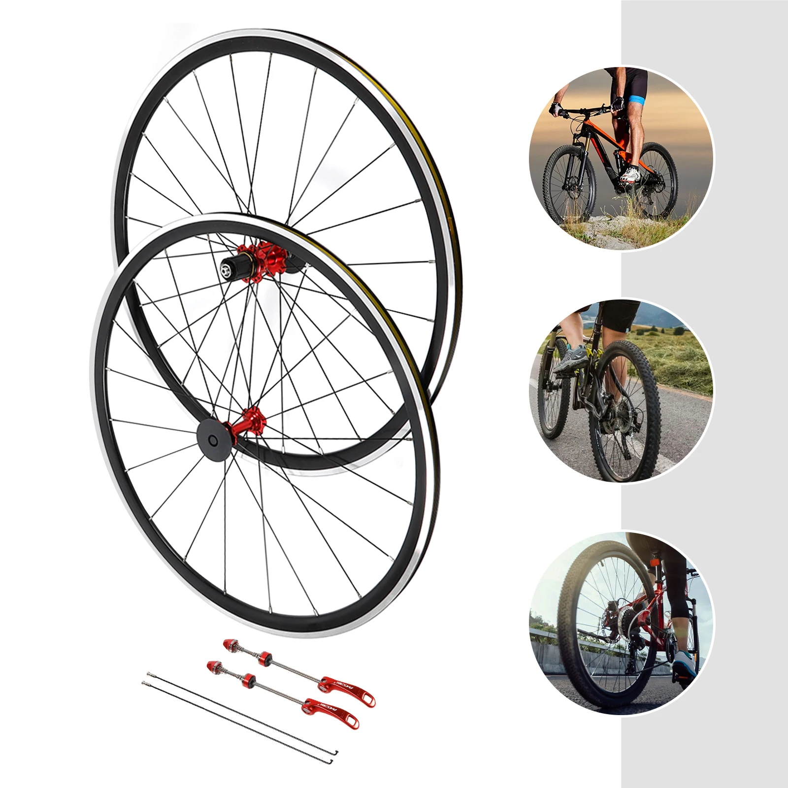 

Комплект колес для велосипеда 700C, двухслойные колеса из алюминиевого сплава, колеса для шоссейного велосипеда, передняя и задняя колесная пара, подшипник около 661 фунтов (передняя + задняя)