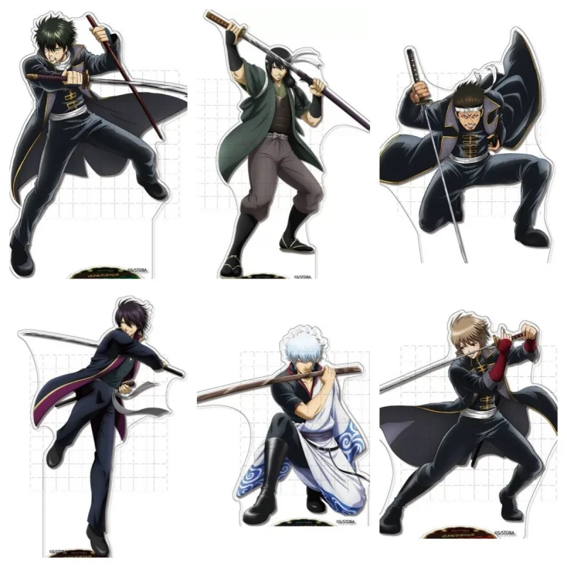 Gintama 15cm Sakata Gintoki Shimura Shinpachi Kagura Sadaharu Acrylic Stand Model Keychain Tabletop Decorations
