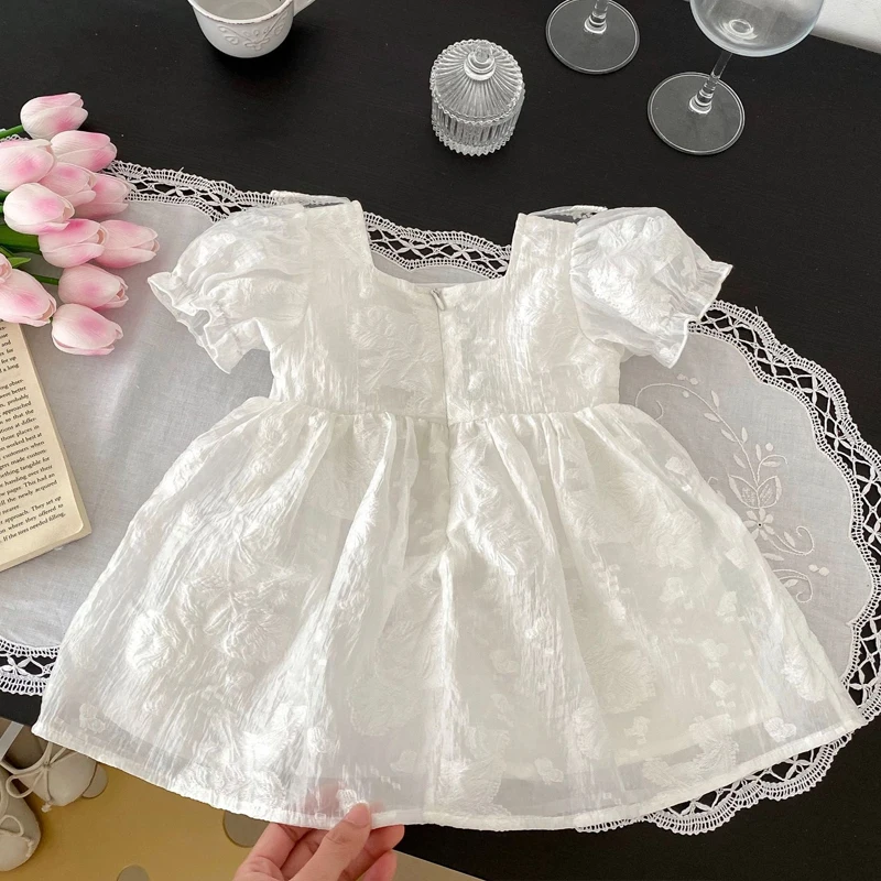 New summer baby clothing, 0-3 year old baby girl, princess A-line skirt with lace lace short sleeved dress