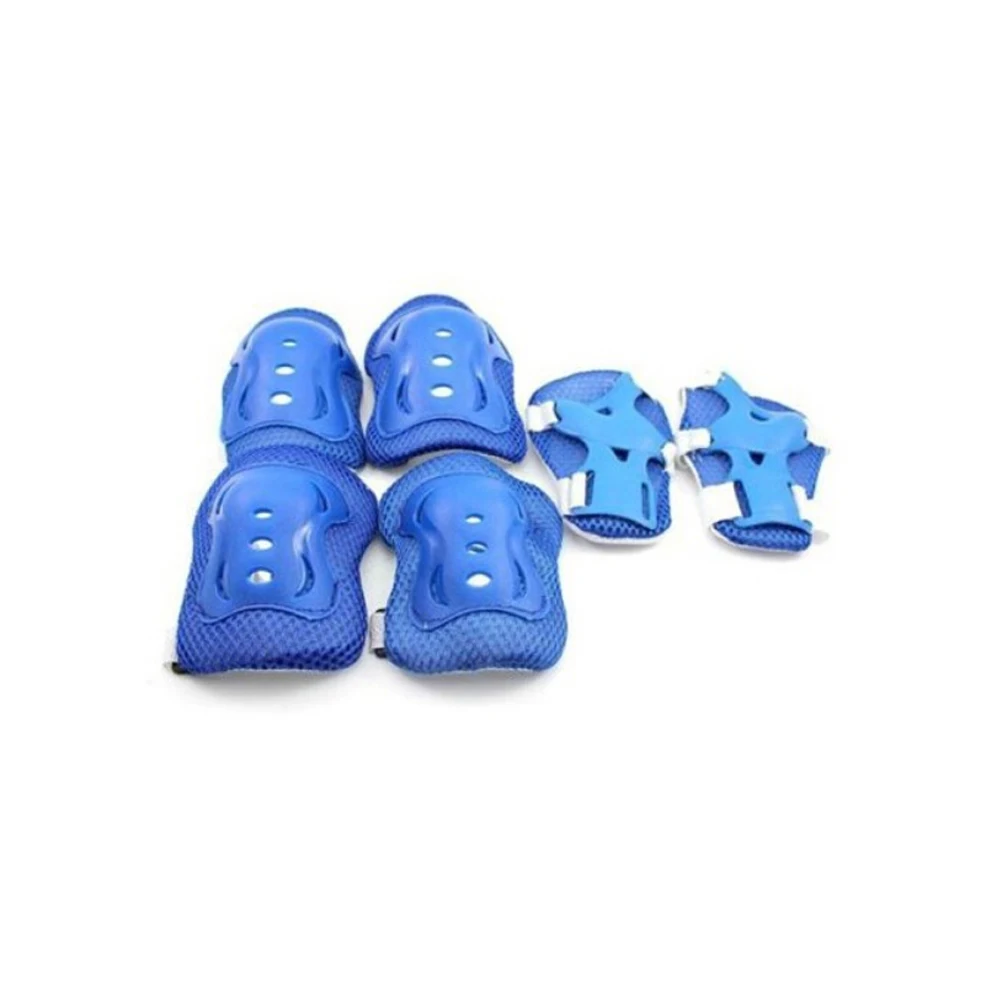 

6pcs Kids Blue Roller Skating Skateboard Cycling Elbow Wrist Knee Pads Set Protective Gear Adjustable Eva Foam Guard For