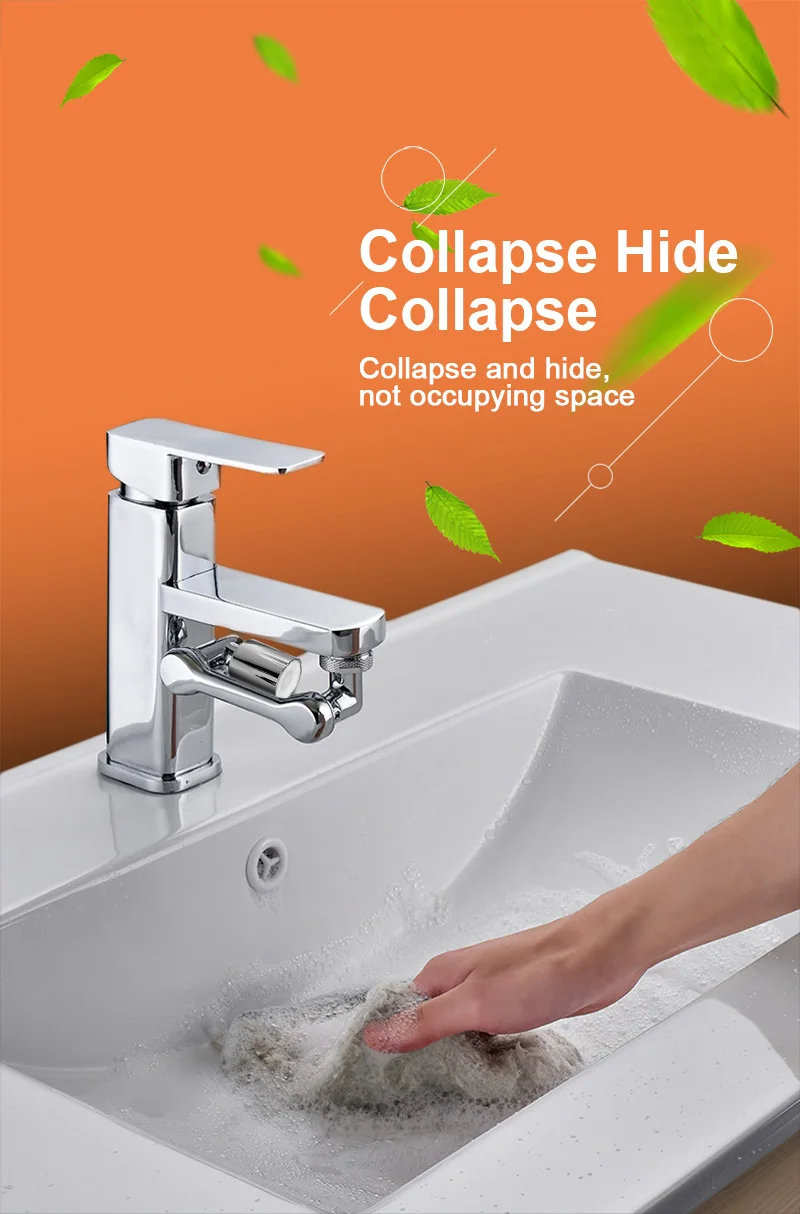 1080 ° Drehbare Verlängerung Wasserhahn Sprayer Kopf Wasserhahn Düse Universal Badezimmer Wasserhahn Verlängern Adapter Belüfter 2 Sprühmodi – Detail 4