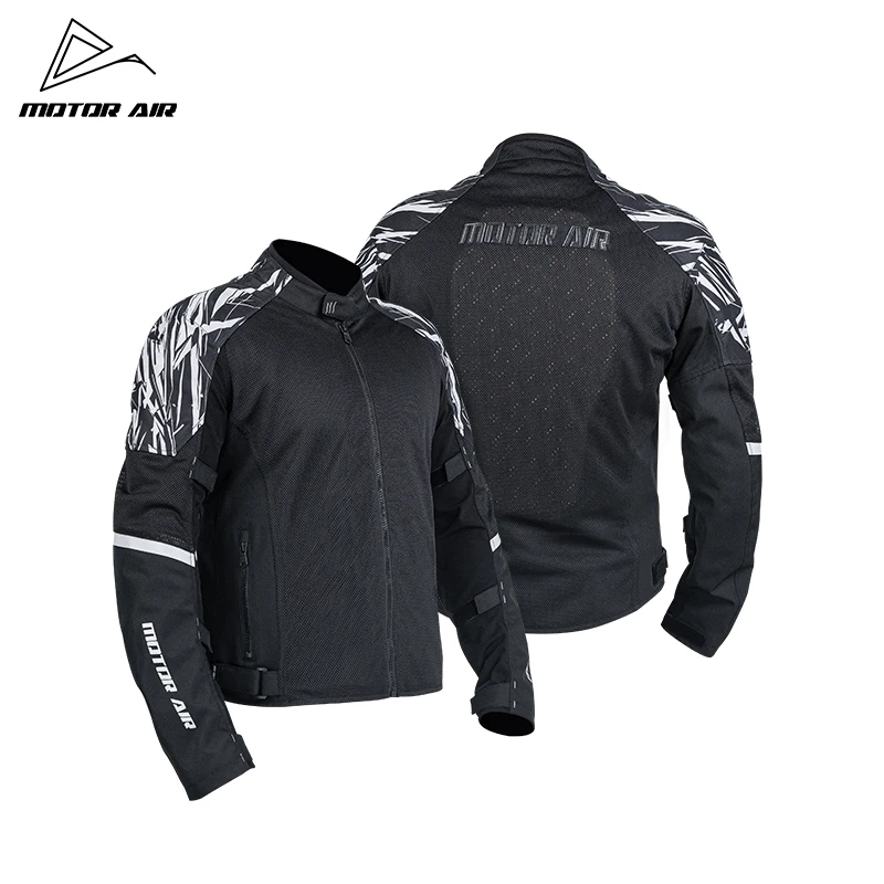 Black Motorcycle Jacket Men's Riding Gears Clothing Spring&Summer Mesh Breathable With CE Armor Protective Equipment Accessories