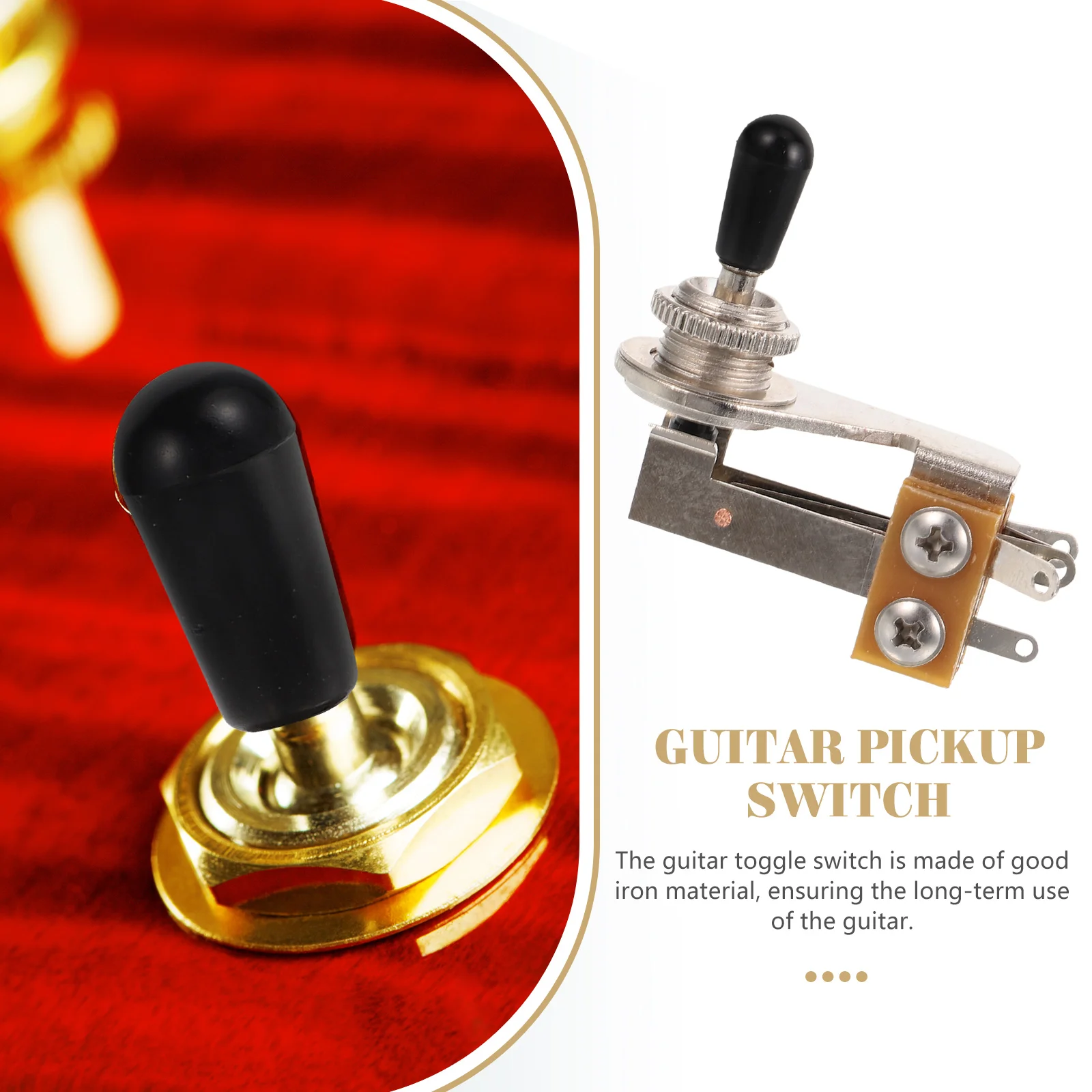 

Metal Electric Guitar 3 Way Toggle Switch Pickup Selector Black Cap Durable Accessories Replacement Parts Guitar Components