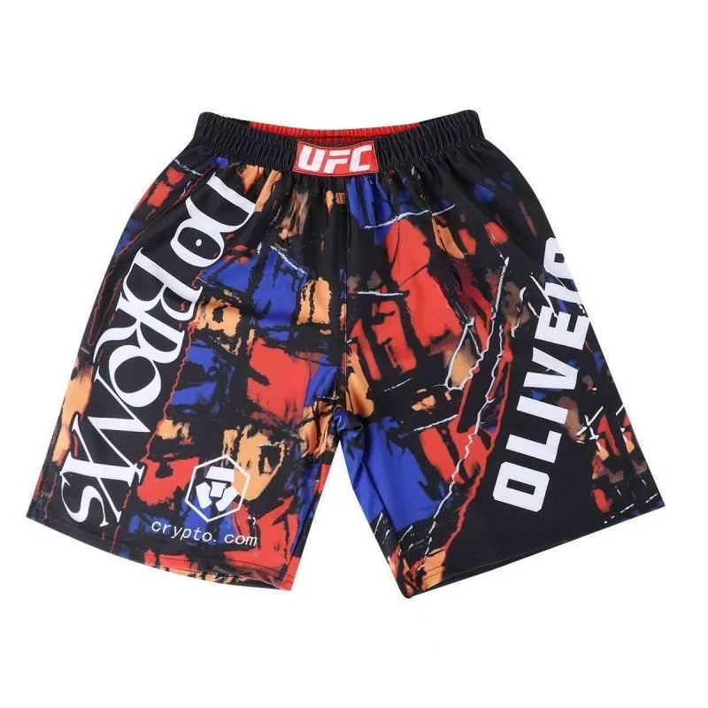 2026 New UFC Men's Boxing Wear 5 Inch Shorts MMA Sanda Combat Print Sports Gym Training Suit Quick Dry Pro