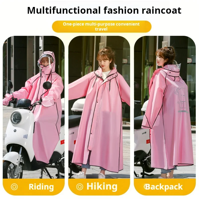 Chubasquero de una pieza para hombre y mujer, poncho alargado y ensanchado de cuerpo completo a prueba de tormenta, con batería para coche