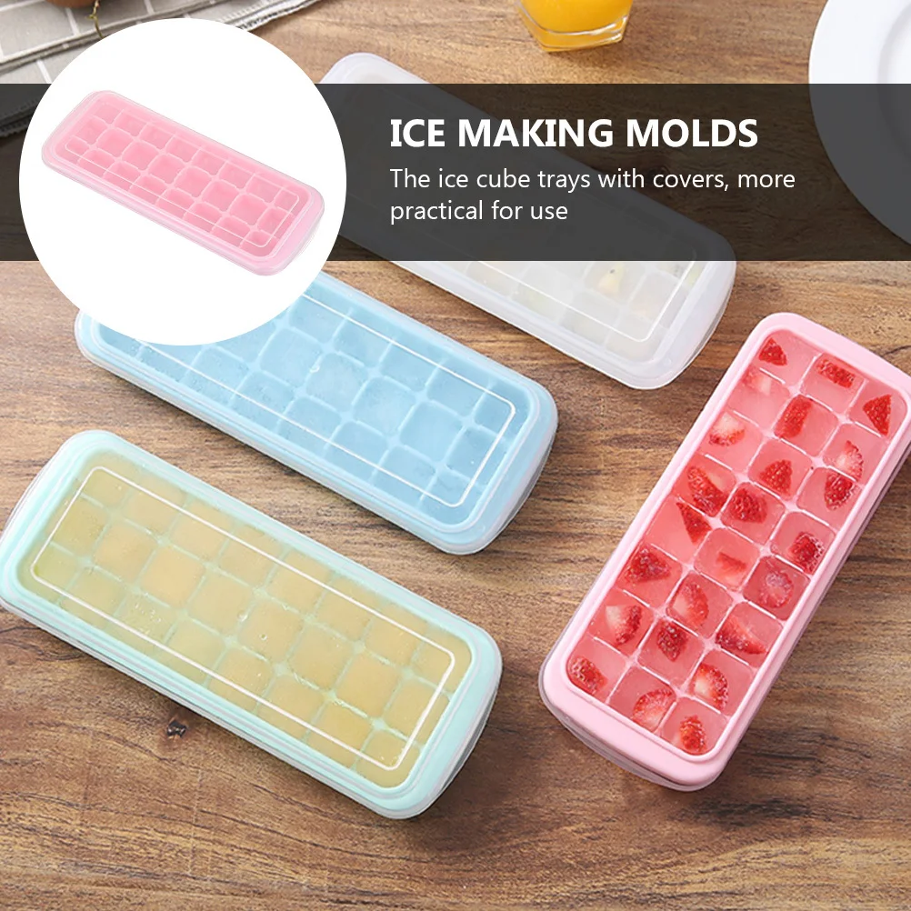 

2Pcs Ice Cube Trays Silicone with Lids Leak-Proof Reusable Freezer Safe Ice Molds for DIY Drinks Smoothies Baking Soap Making