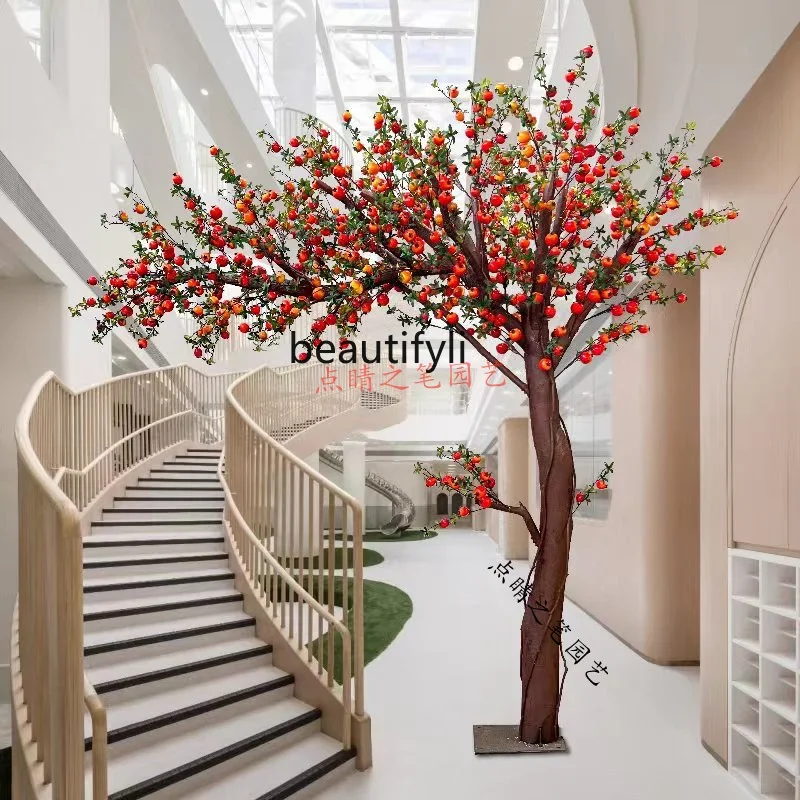 Y Simulation Pomegranate Tree Fake Fruit Hawthorn Longans Pomegranate Peach the Mango Tree Large Indoor Floor Setting Decoration