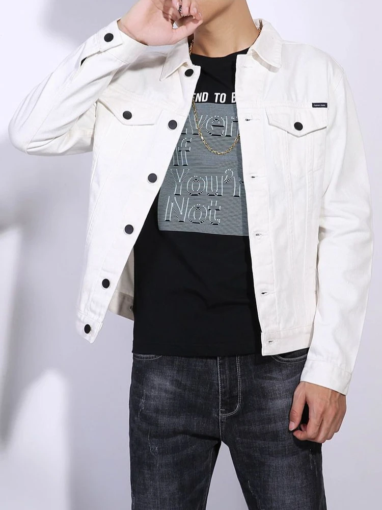 

Autumn Button Male Jean Coats Y2k Korean Popular Clothes Japanese Retro Lxury Trendy New in Casual Fashion Men's Denim Jacket