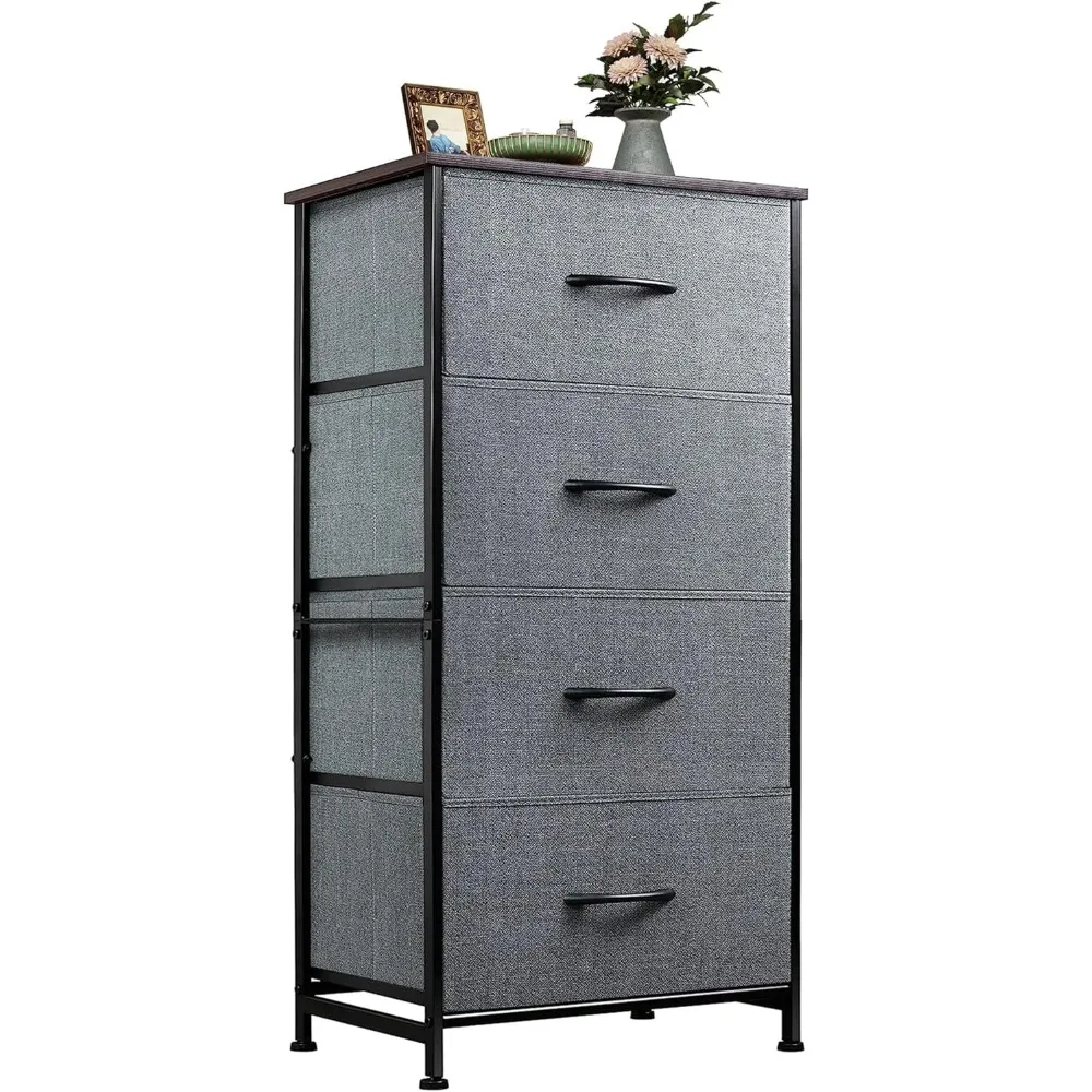 

Dresser with 4 Drawers, Storage Tower, Organizer Unit, Fabric Dresser for Bedroom, Hallway, Entryway, Closets