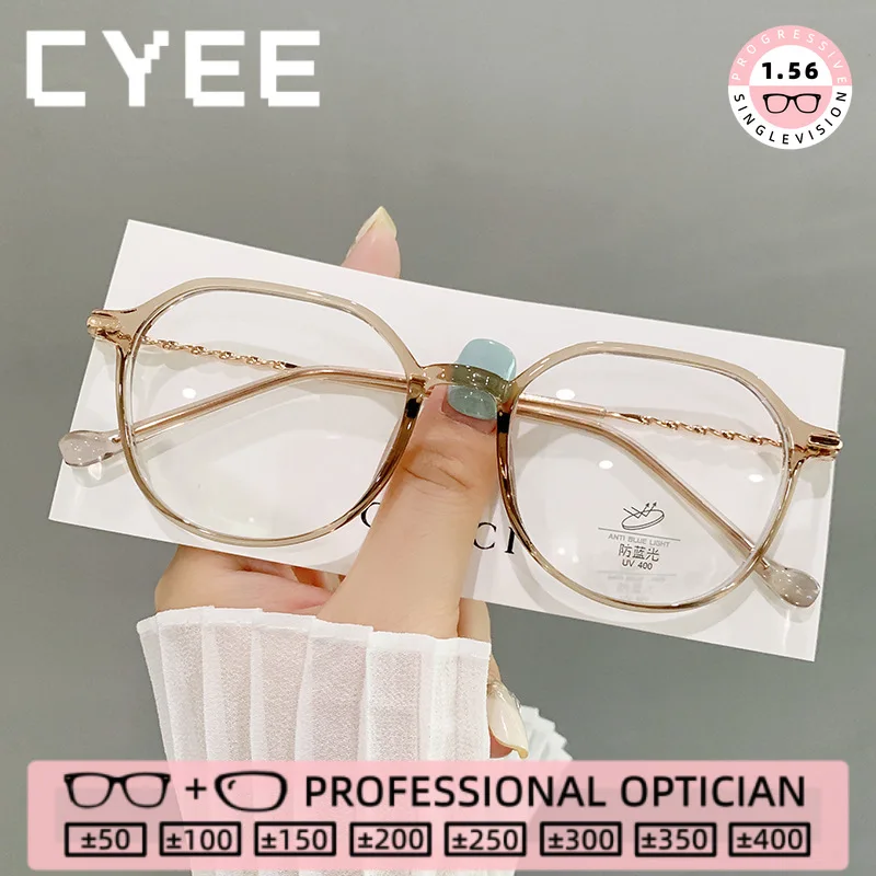 

CYEE Oval Vintage Reading Eyegiasses Blue Light Blocking High Quality Eyewear Customization Myopia Prescription Optical Glasses