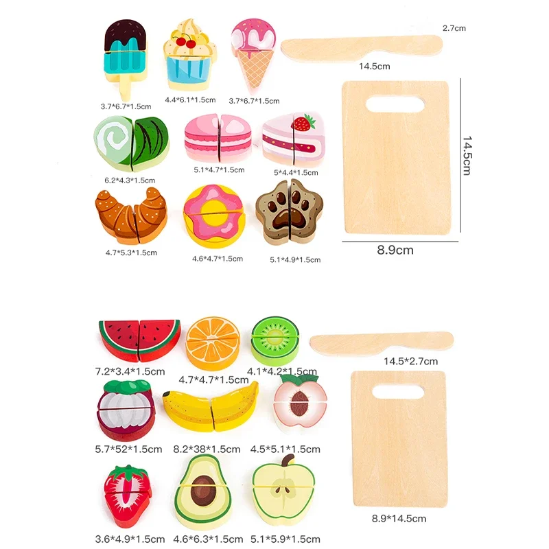 Houten Montessori Fantasiespel Keukenspeelgoed Fruit- en groentevoedsel Snijhuis Interactief Educatief voor kinderen
